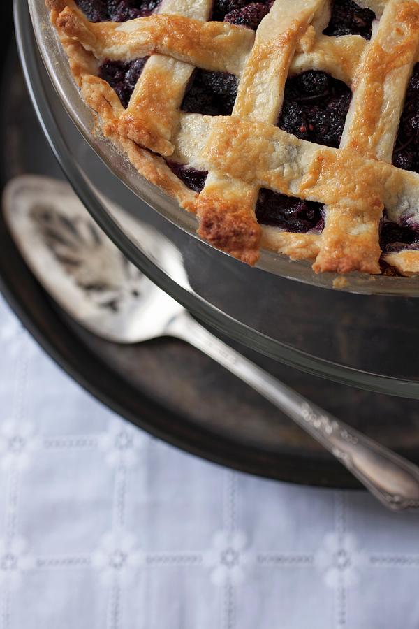 A Mulberry Pie With A Lattice Crust detail Photograph by Katharine Pollak