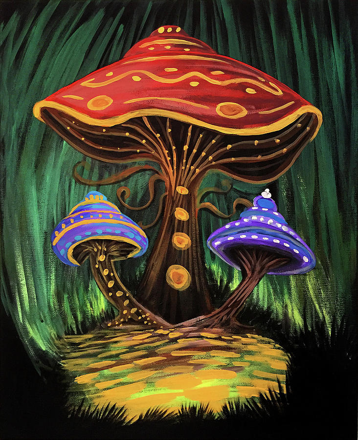 Mushroom Painting - A Mushroom World by Adam Santana