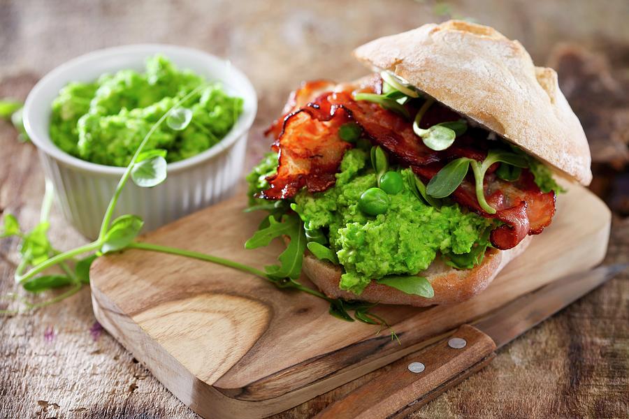 A Mushy Pea And Bacon Sandwich Photograph by Boguslaw Bialy
