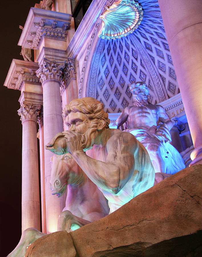 Greek Photograph - A Mythological Scene on the Strip in Las Vegas by Derrick Neill