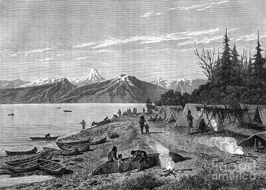 A Native American Camp At The Edge Drawing by Print Collector
