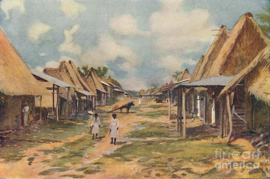 A Native Village Drawing by Print Collector