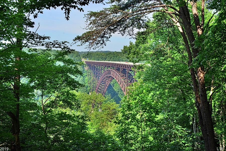 Mountain Photograph - A Nature Framed View Of New River Gorge Bridge West Virginia by Lisa Wooten