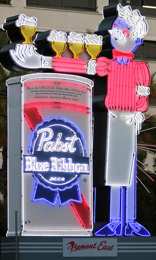 A Neon Pabst Beer Sign, Fremont East District, Las Vegas, Nv, Us Photograph