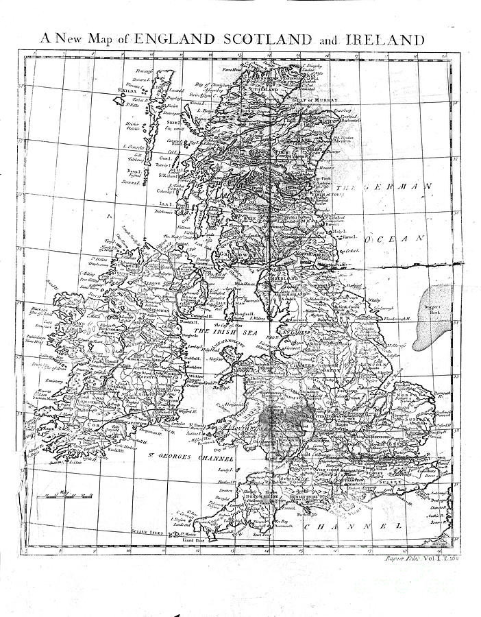 A New Map Of England Scotland And Wales Drawing by Print Collector