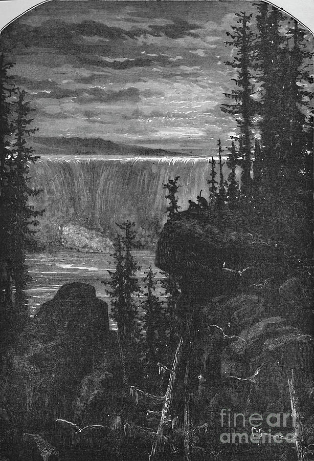 A Night View Of Niagara In Olden Time Drawing by Print Collector