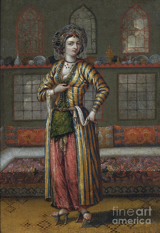 A Noble Lady Of Constantinople Wearing Drawing by Heritage Images