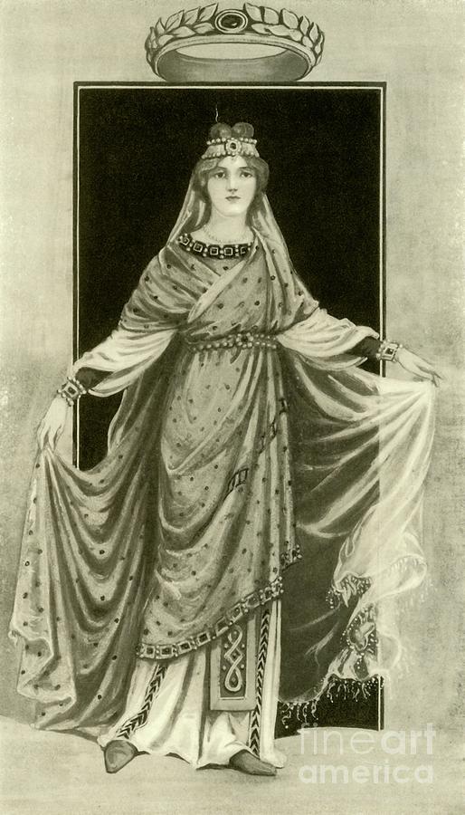 A Noble Lady Of The Sixth Century Drawing by Print Collector