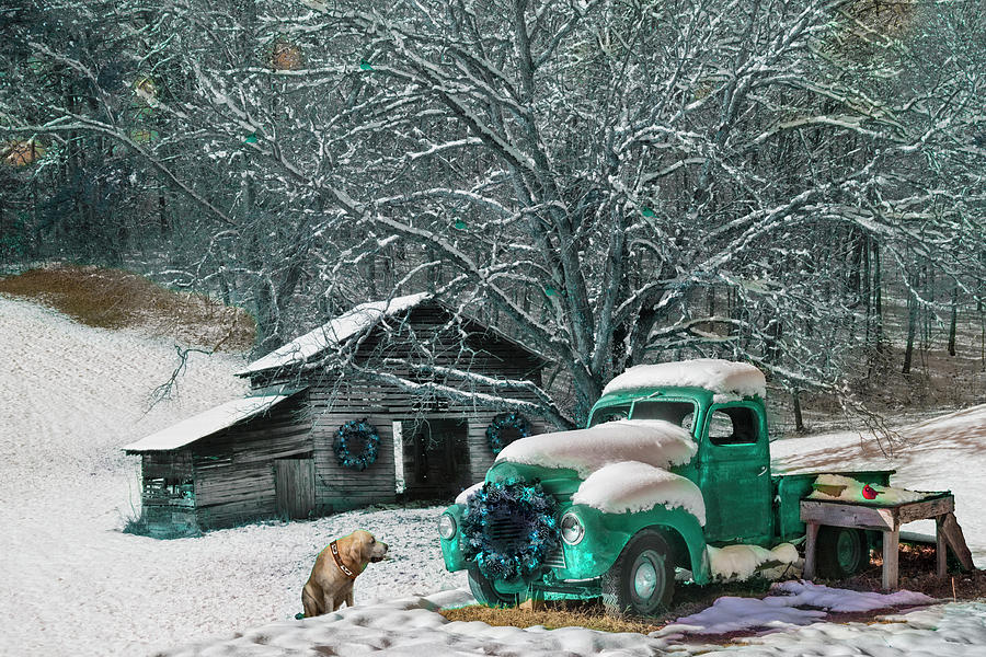 A Nostalgic Christmas Eve in Turquoise Tones Photograph by Debra and Dave Vanderlaan