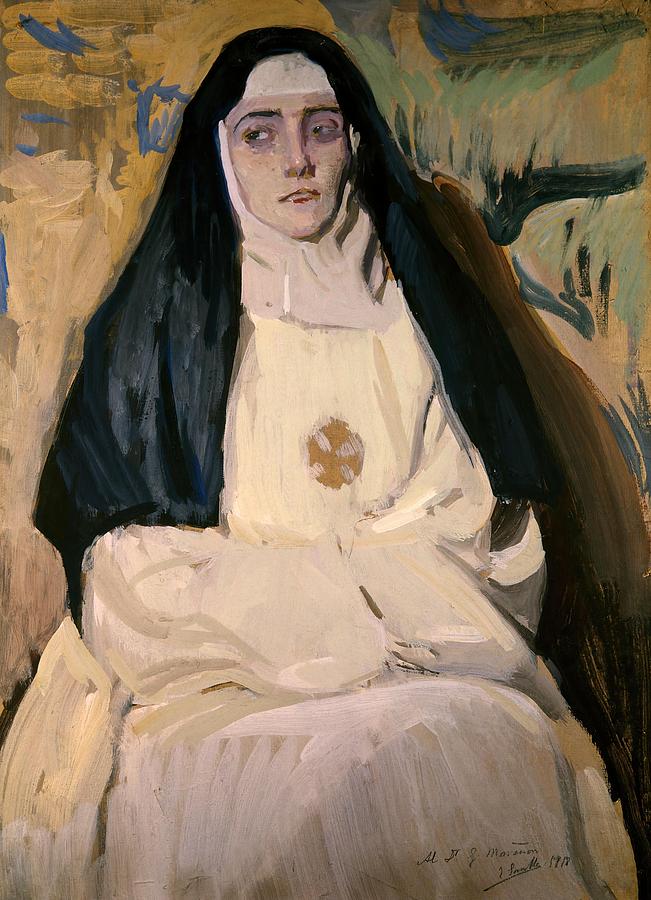 A Nun, 1918. Painting by Joaquin Sorolla -1863-1923-