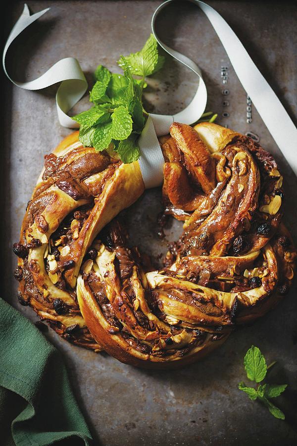 A Nut Bread Wreath With Caramel Sauce Photograph by Great Stock!
