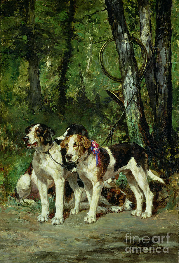 Gerrit Or Gerard Dou Painting - A Pack Of Hounds by Charles Oliver De Penne