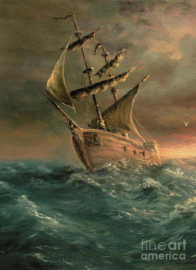 A Painting Of A Ship That Has Just Made Digital Art by Pobytov