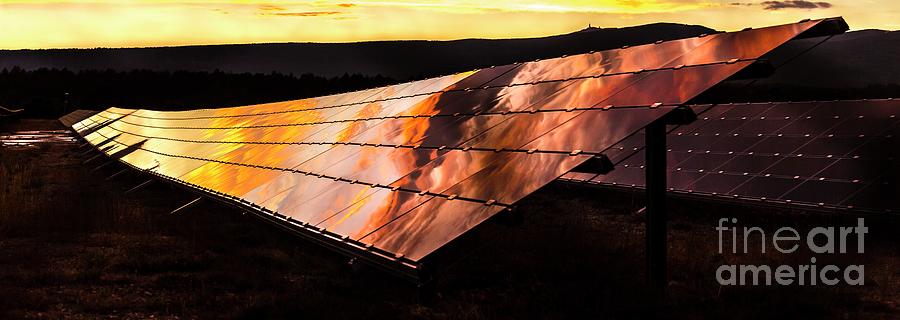 A Panel Of Solar Cells At Sunset Photograph by Martyn F. Chillmaid/science Photo Library