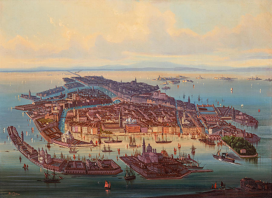 A Panoramic View of Venice Painting by Albert Rieger