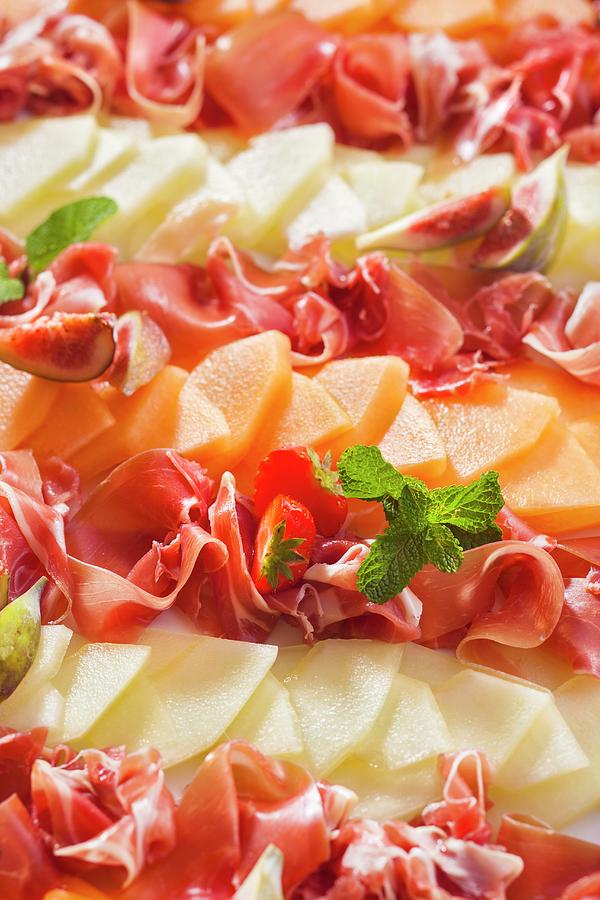 A Party Platter Of Melon, Ham And Figs Photograph by Lukasz Zandecki