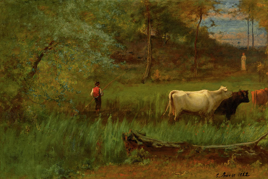 Cow Painting - A Pastoral, 1885 by George Inness