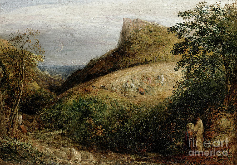 A Pastoral Scene, 19th Century Oil On Panel Painting by Samuel Palmer