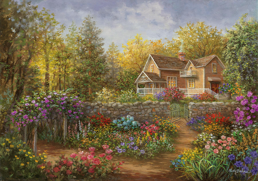 Garden Painting - A Pathway Of Color by Nicky Boehme