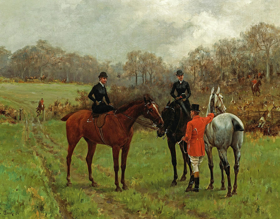 Horse Painting - A pause during the Hunt by Thomas Blinks
