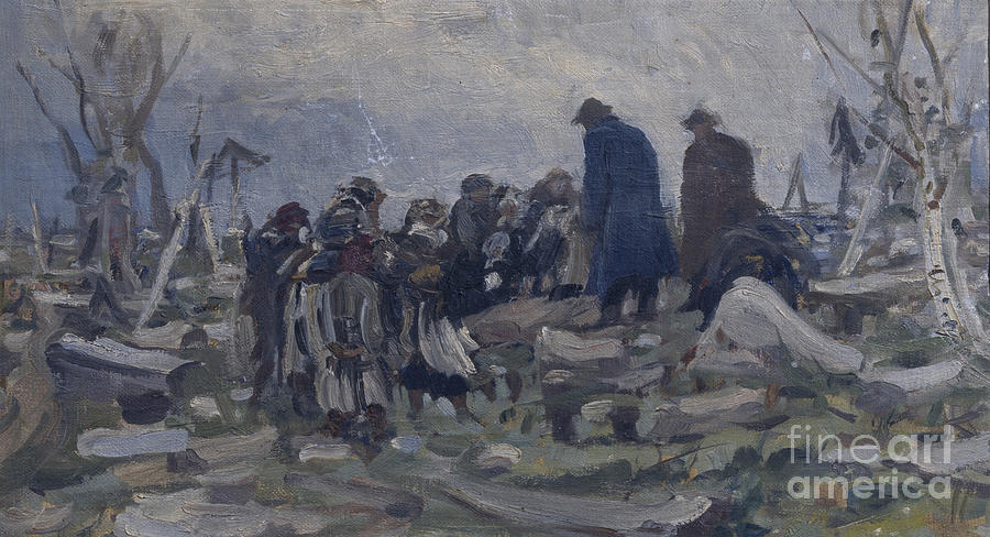 A Peasant Funeral. Artist Tvorozhnikov Drawing by Heritage Images