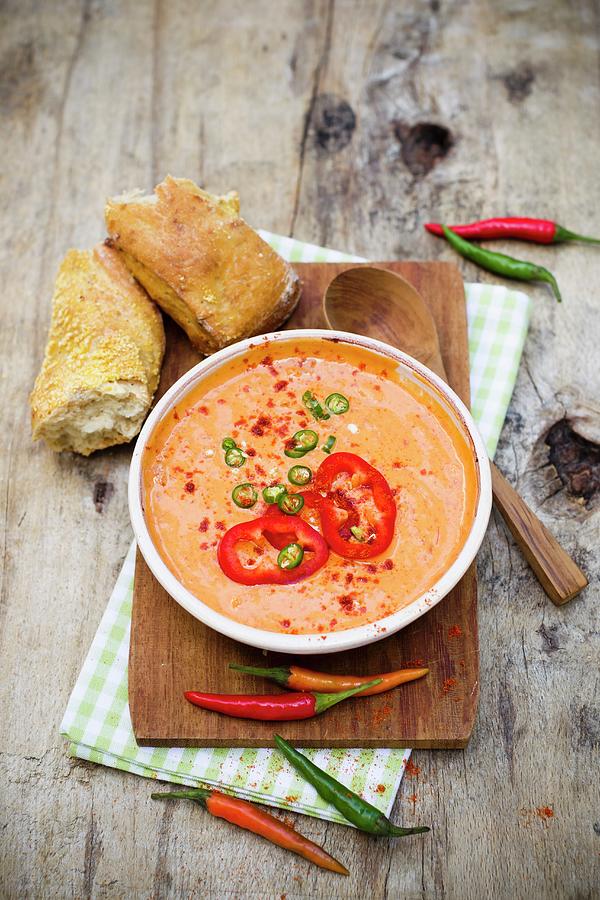 A Pepper Dip With Ajvar And Chilli Peppers Photograph by Sporrer/skowronek