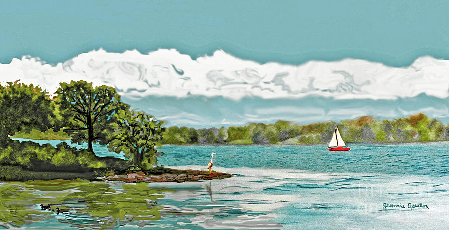 A Perfect Day on the Bay Mixed Media by Jeannie Allerton