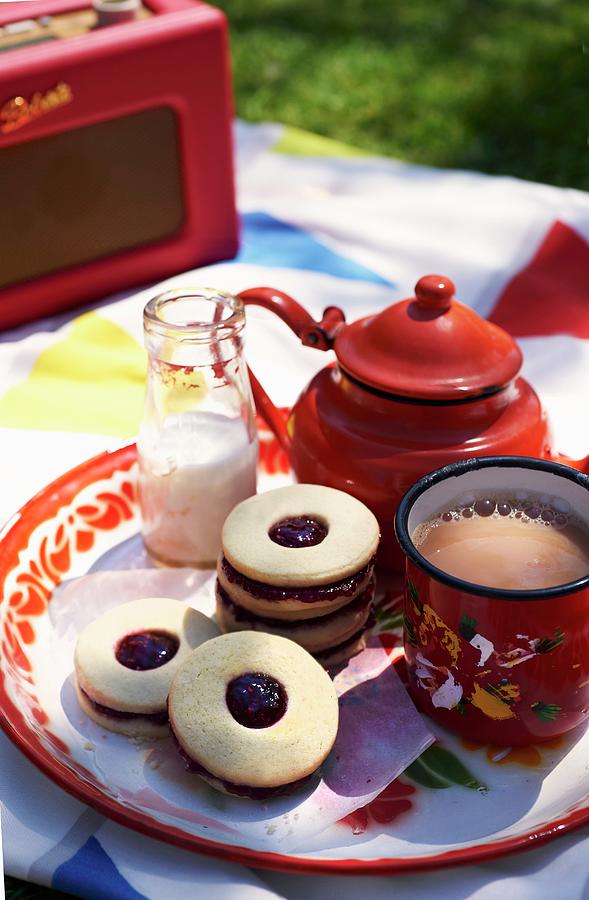 A Picnic Of Jammie Dodgers jam Biscuits, England And Tea Photograph by Osborne, Ria