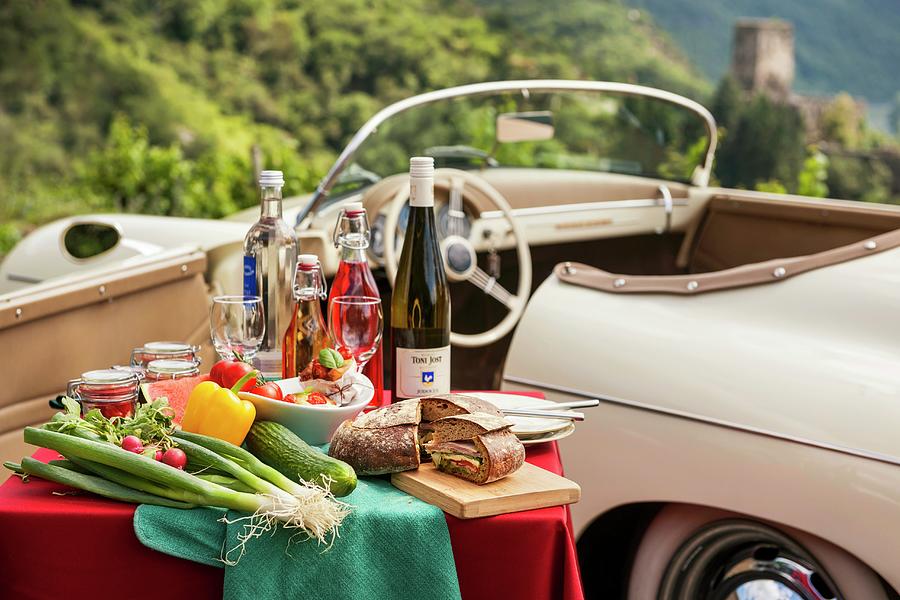 A Picnic With A Classic Car Photograph by Foto4food