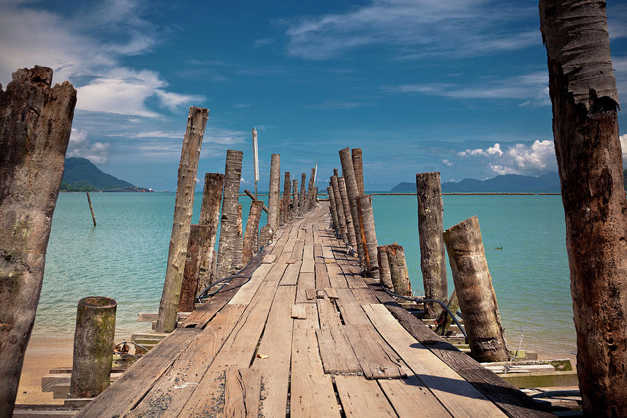 A Picture Of A Wooden Bridge On The Photograph by 35007