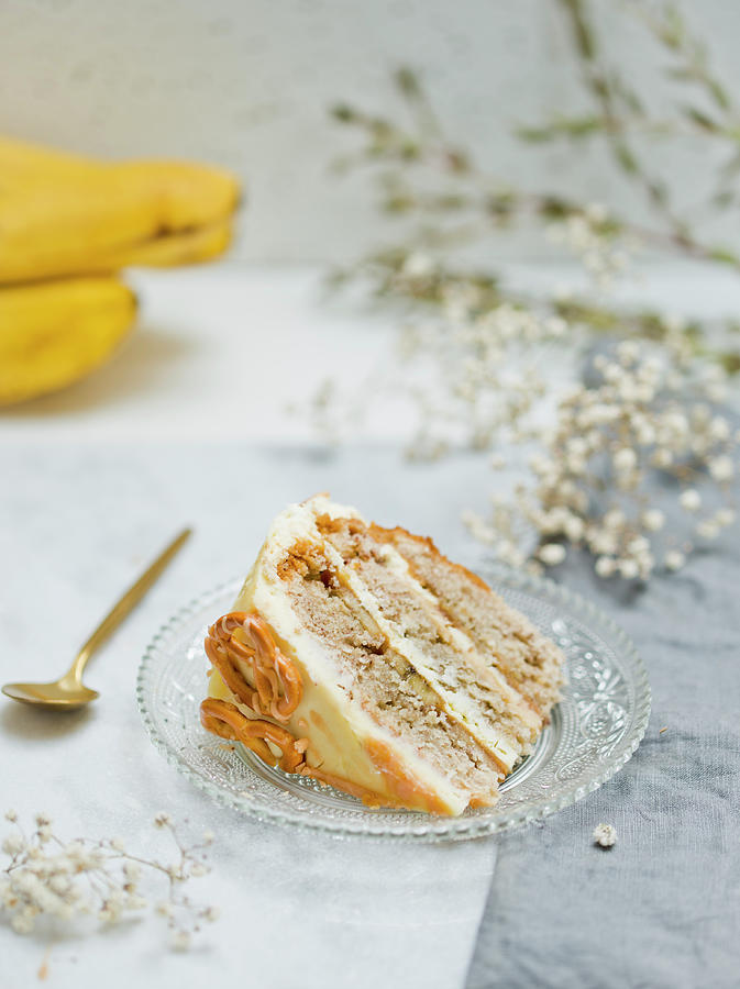 A Piece Of Banana And Peanut Butter Cake Photograph by Dorota Indycka
