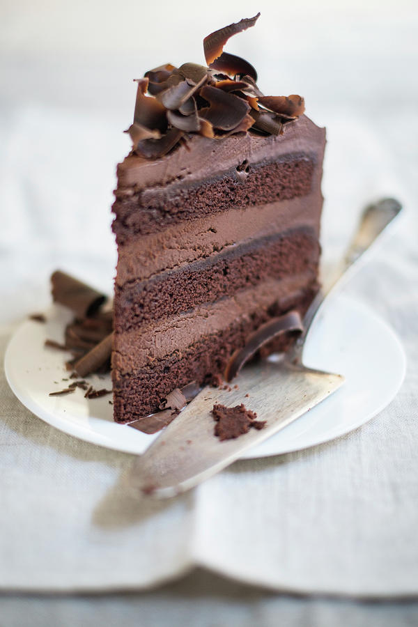 A Piece Of Chocolate Cream Cake Photograph by Eising Studio