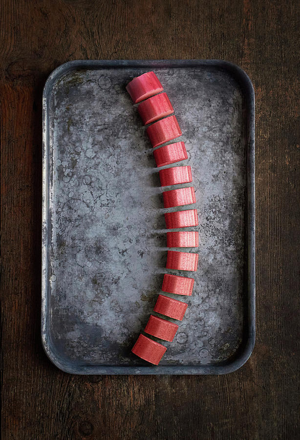 A Piece Of Sliced Forced Rhubarb Photograph by David Milnes