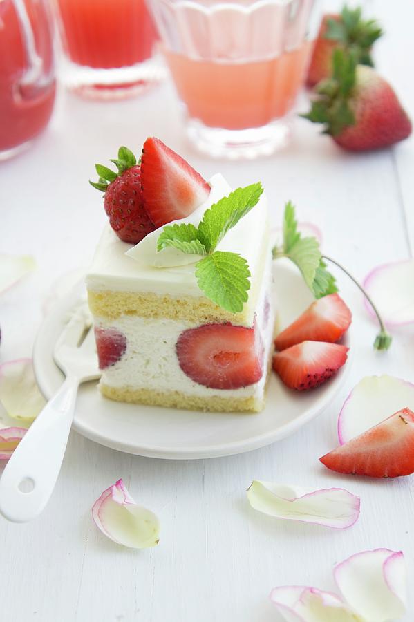 A Piece Of Strawberry Cream Cake Photograph by Martina Schindler