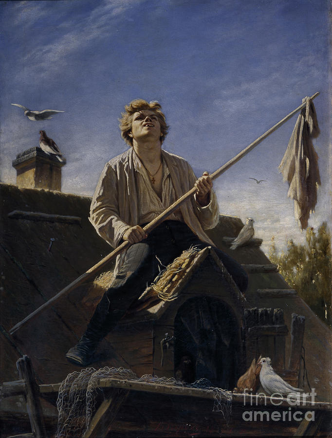 A Pigeon Fancier, 1874. Artist Perov Drawing by Heritage Images