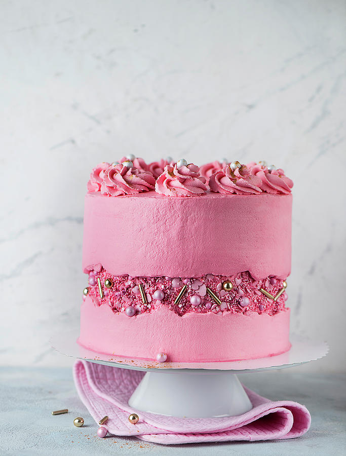 A Pink Fault Line Cake Photograph by Ewgenija Schall