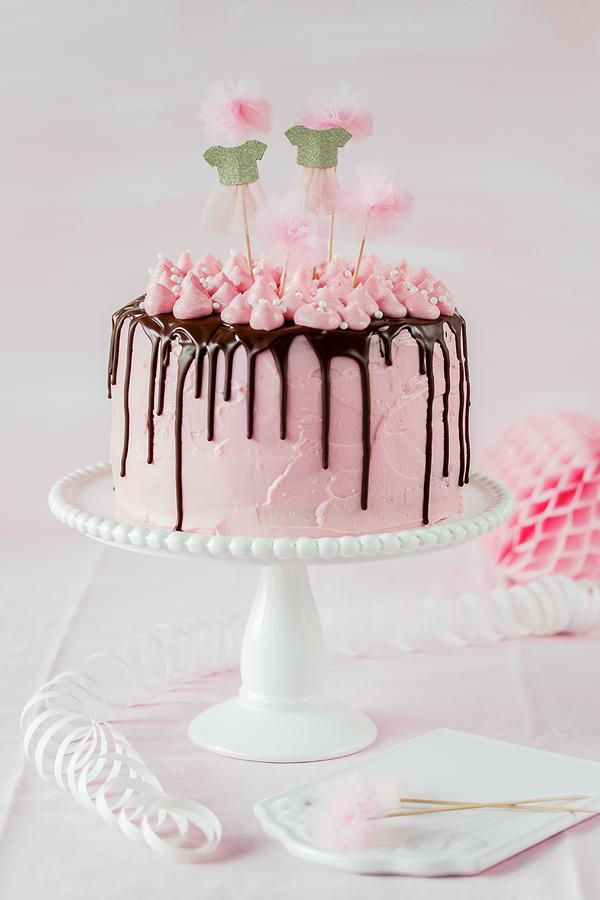 A Pink Girls Cake For A Childrens Party Photograph by Emma Friedrichs
