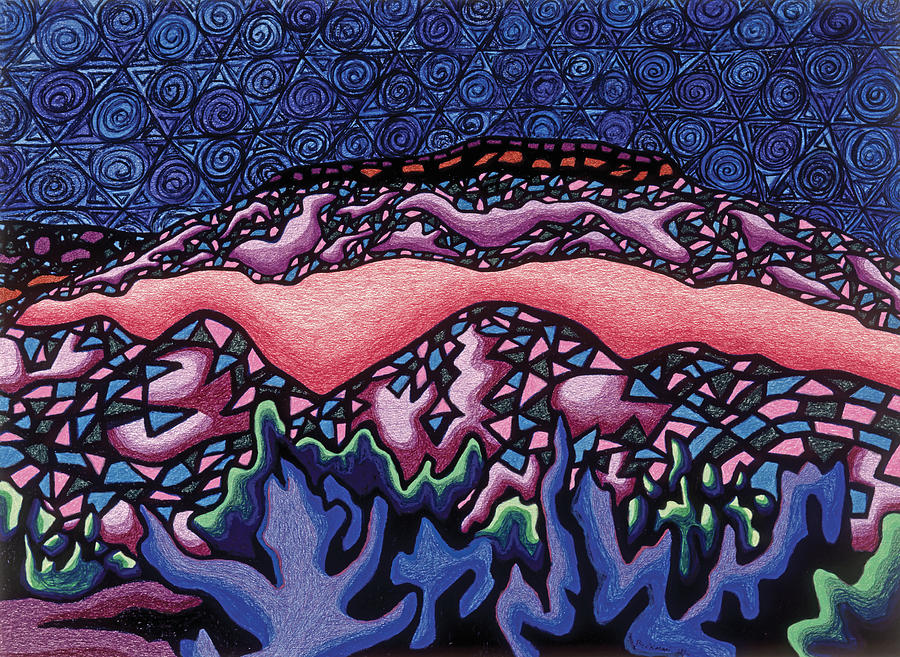 Landscape Mixed Media - A Pink Line At Night by Dale Beckman Landscape Mixed Media - A Pink Line At Night by Dale Beckman