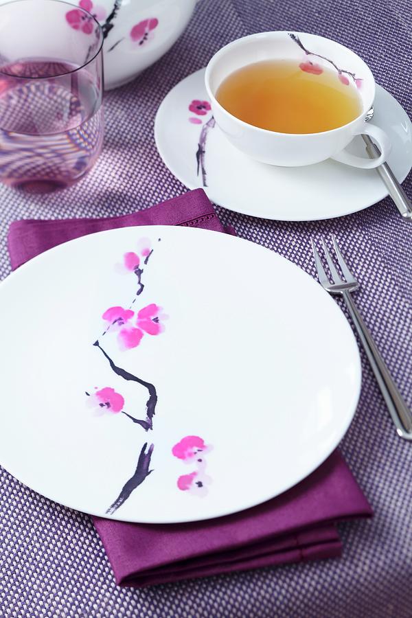 A Place Setting For Afternoon Tea, Decorated With A Flower Motif Photograph by Taube, Franziska