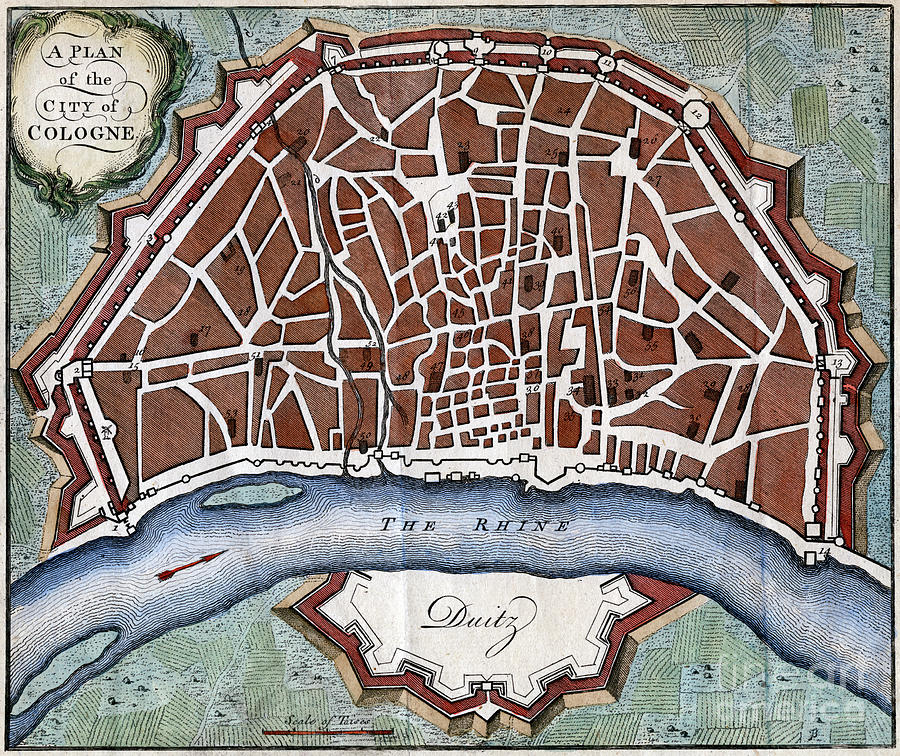 A Plan Of The City Of Cologne Drawing by Print Collector