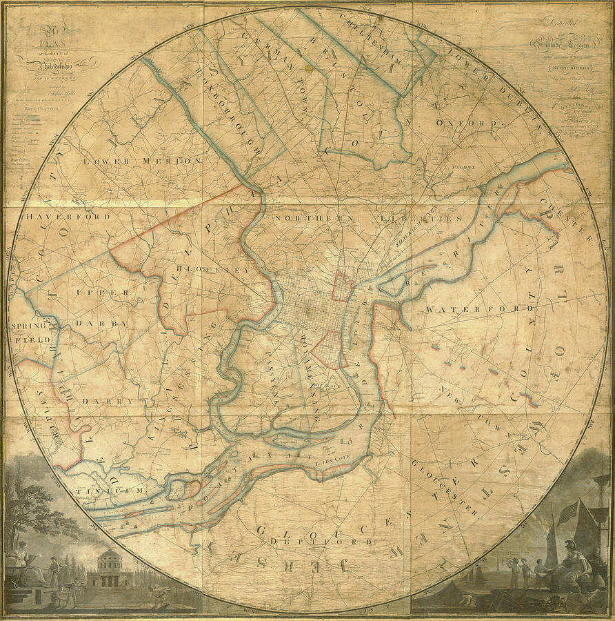 A plan of the City of Philadelphia and Environs, 1808-1811 Mixed Media by John Hills