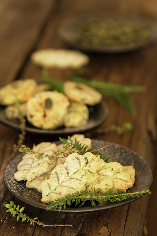 A Plate Of Herb Biscuits Photograph by Monika Halmos