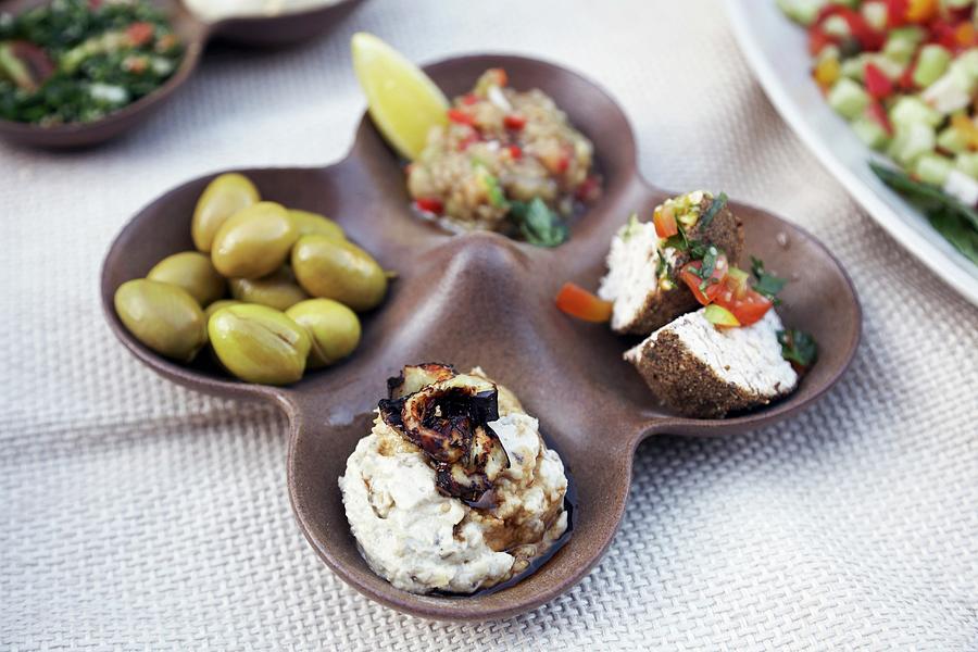 A Plate Of Nibbles With Houmous And Olives north Africa Photograph by Lioba Schneider Fotodesign