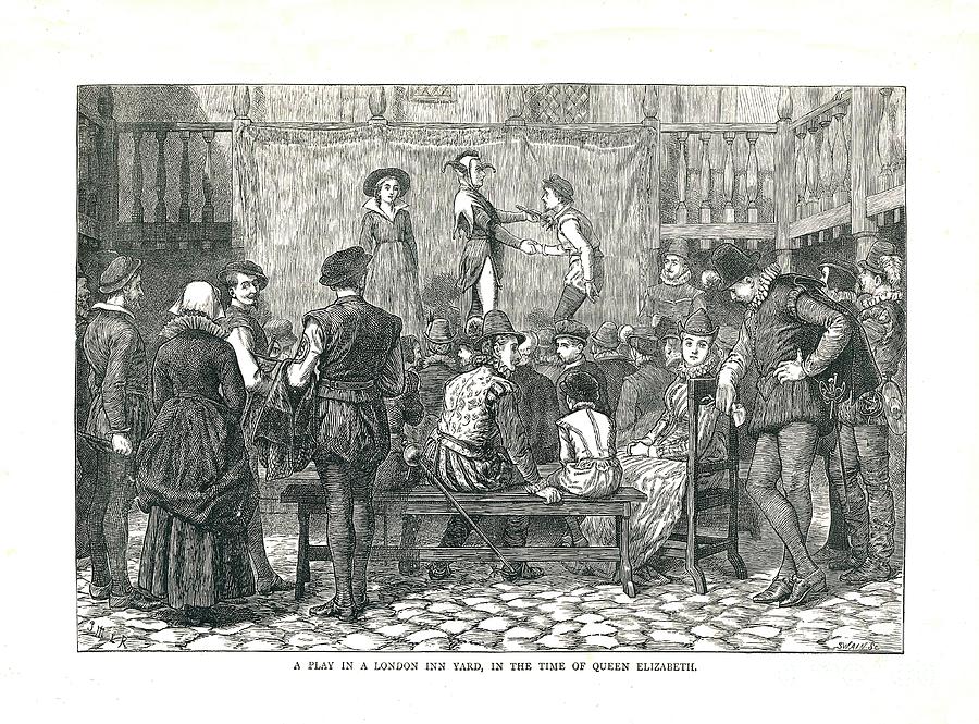 A Play In An Elizabethan London Inn Drawing by Print Collector