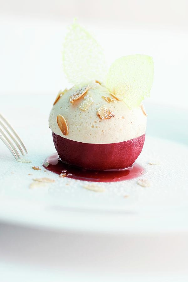 A Poached Mulled Wine Apple With Gingerbread Mousse Photograph by Michael Wissing