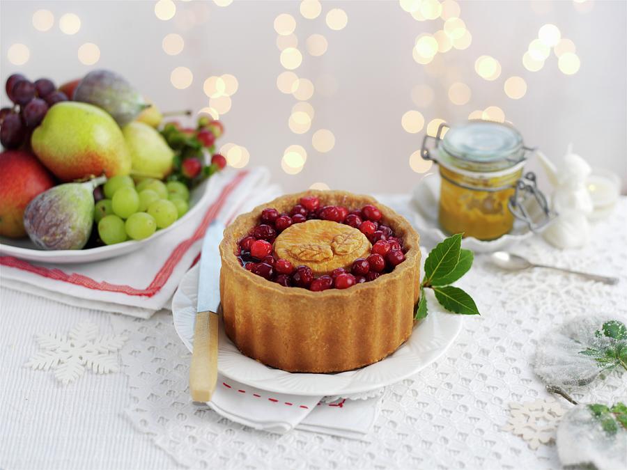 A Pork Pie With Cranberries For Christmas Photograph by Ian Garlick