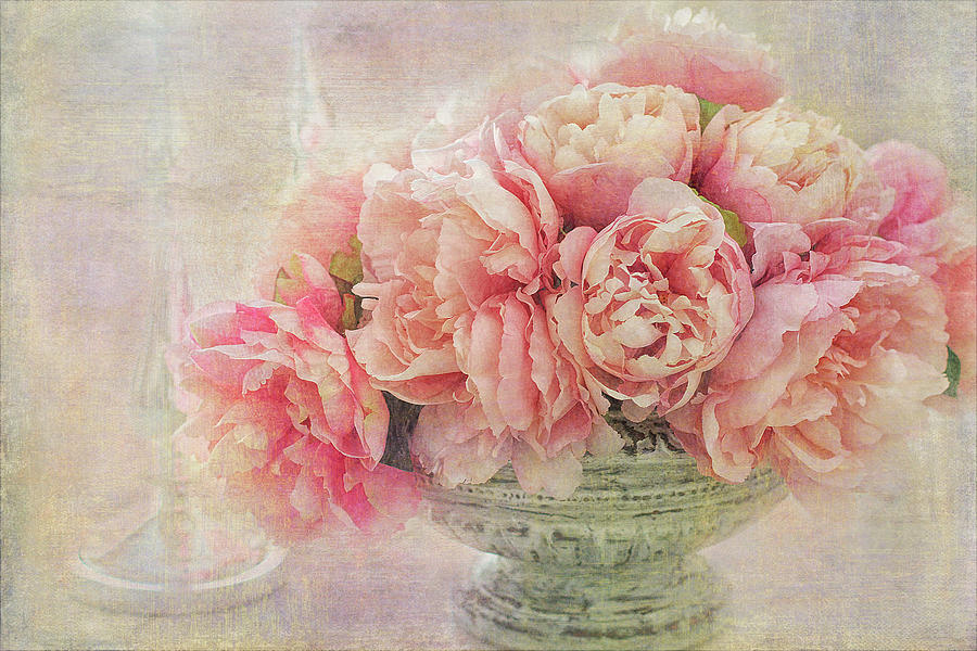 Peony Photograph - A Posy Of Pink Peonies by Gaille Gray