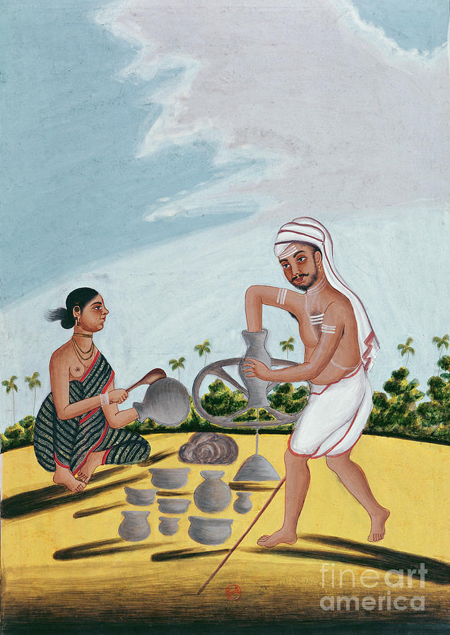 Pot Painting - A Potter At Work by Indian School