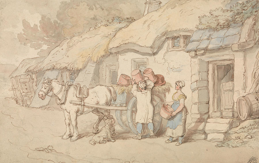 A Potter Going Out Drawing by Thomas Rowlandson