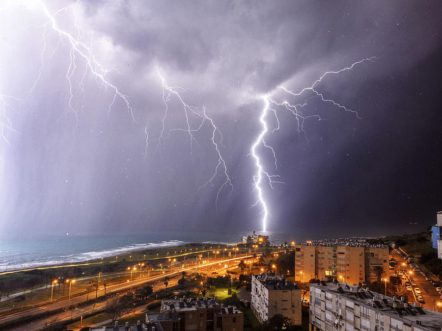 Lightning Photograph - A Powerful Lightning Strike by Iryna Gurzhuyenko